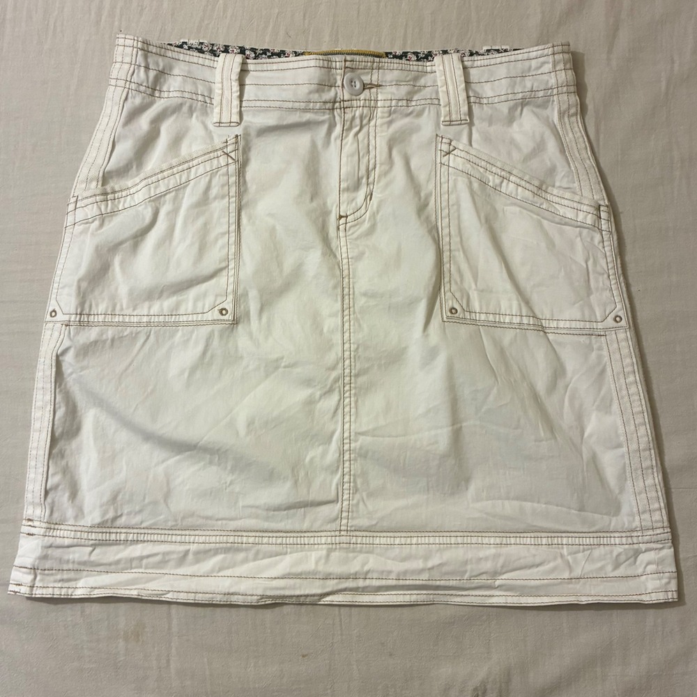 Aventura Womens Size 8 Organic Cotton‎ Cargo Mini Skirt White Utility Active